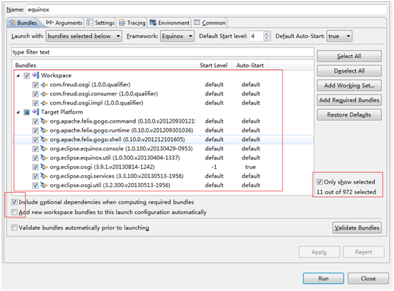 run configuration