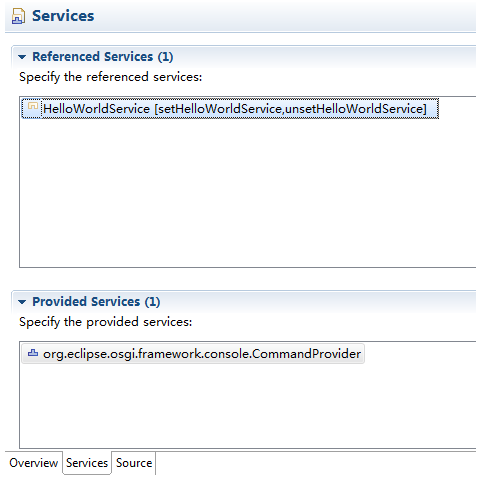 services configuration